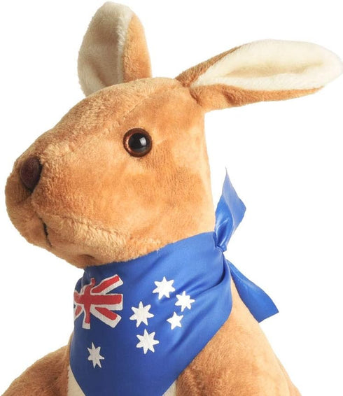 BOHS Kangaroo Stuffed Animal Toy with Joey in Pouch and Australia Scarf - Soft and Cuddly Plush Toy for Kids - 11.8 Inches...