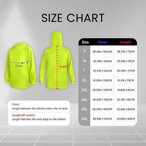 Hi Vis Shirts for Men, High Visibility Shirts with Hood, Safety Shirts with Long Sleeves, Construction Work Shirts for Men, Lightweight, Breathabl...