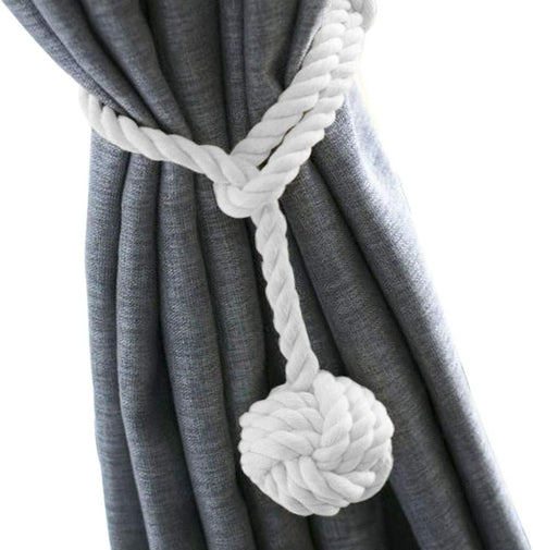 Melaluxe 2 Pack Curtain Tiebacks - Heavy Duty Curtain Rope Tieback, Handmade Rural Decorative Curtain Holdbacks (White)...