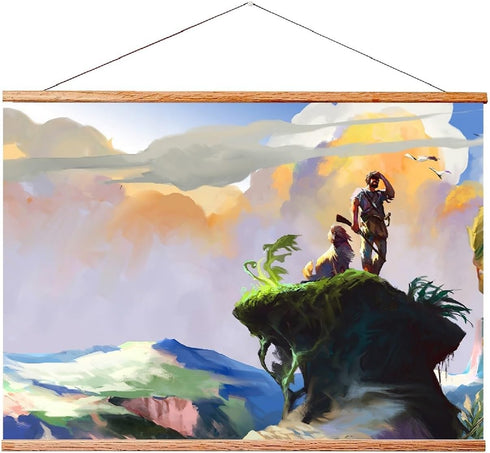 Landmass 24” Wide Magnetic Poster Hanger Frame - Wall Hanging Wooden Frame For Posters, Prints, Photos, Pictures, and Artwork - Wood Frame For Scr...