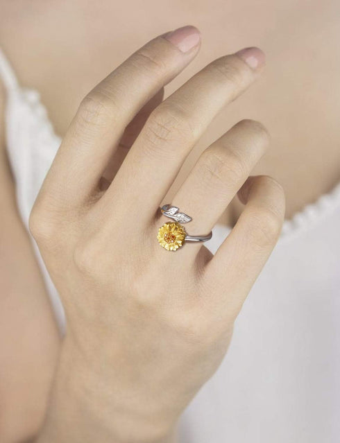 Sunflower Cremation Ring for Ashes - 925 Sterling Silver Adjustable Cremation Urn Jewelry You Are My Sunshine Daisy Memorial Keepsake Locket For M...