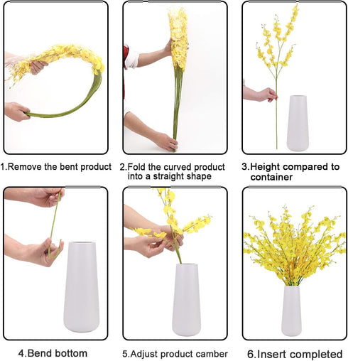 BOMAROLAN Artificial Orchid Silk Fake Flowers Faux Dancing Lady Orchids Stems Flower 10 Pcs Real Touch for Wedding Home Office Party Hotel Yard De...