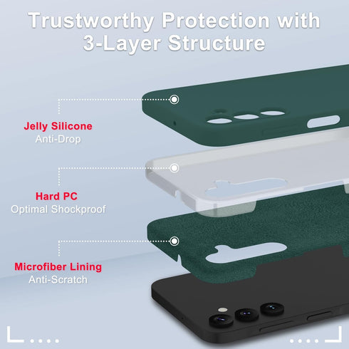 for Samsung Galaxy A15 5G Case, Silicone Phone Case with 1 Screen Protector, Soft Anti-Scratch Microfiber Lining, Full Body Shockproof Slim Cover,...