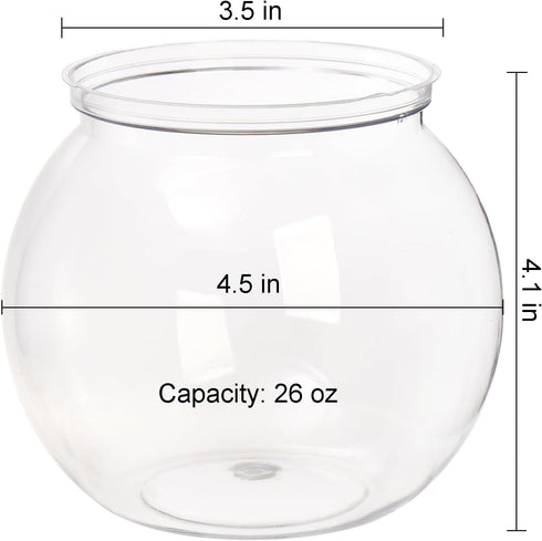 Okllen 6 Pack Mini Fish Bowl, 26 Oz Plastic Ivy Bowls, Unbreakable Bubble Ball Vases for Party Decor, Carnival Games, Candy, Table Centerpiece, BP...