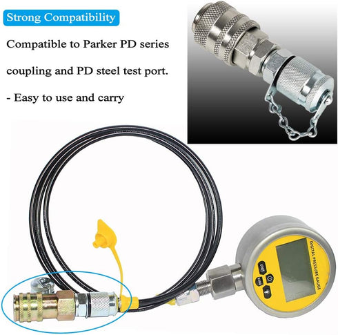 Hydraulic Pressure Test Coupling Kit Fits for Parker PD Series Coupler, Caterpillar Case John Deere Excavator Construction Machinery...