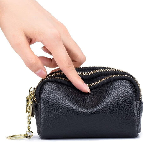 Andy's Orchids Small Wallet, Leather Coin Purse, 3 Zippered Pocket Change Pouch Wallet, Large Capacity Female Purse With Key Ring for Women Men, S...