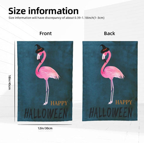 Mr.Tom Flamingo Halloween Garden Flag 12x18 inch Double Sided Yard Flag Halloween Decorations Outdoor Holiday Decor Halloween Party Home Garden De...