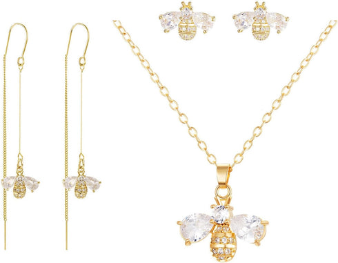 Bee Necklace Earrings Set for Women, Butterfly Jewelry Set Ladybug Necklace Earrings Daisy Earrings Necklace Cute Animal Jewelry...