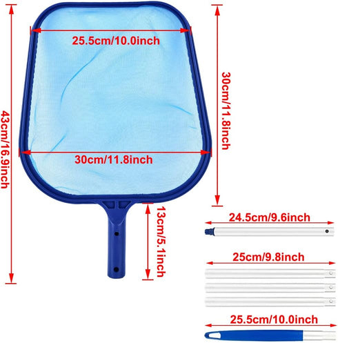 Pool Skimmer Net with 5 Sections 47" Detachable Pole, Leaf Skimmer Mesh Rake Net for Spa Pond Swimming Pool, Pool Cleaner Supplies and Accessories...