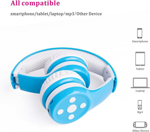 Kids Wireless Headphones, 15 Hours Play v5.0, Bluetooth Kids Headphones 93db Volume Limited Foldable with Built-in Mic for Cell Phones TV Tablet S...
