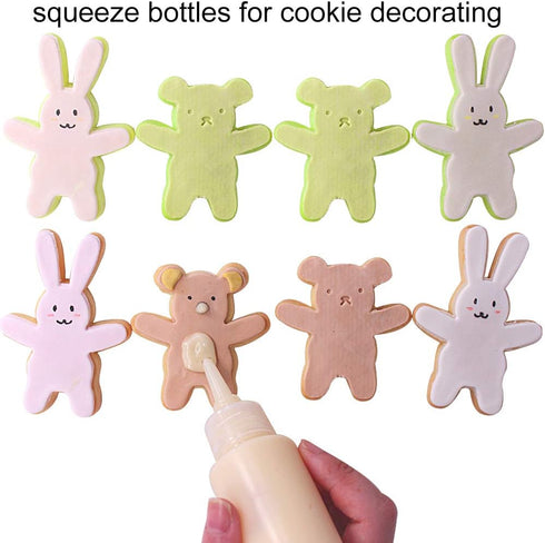 24pcs(12pcs 30ml; 12pcs 60ml) Plastic Squeeze Bottles with Twist Cap Cookie Decorating Supplies, Cookie Supplies Writer Bottles Food Coloring and ...