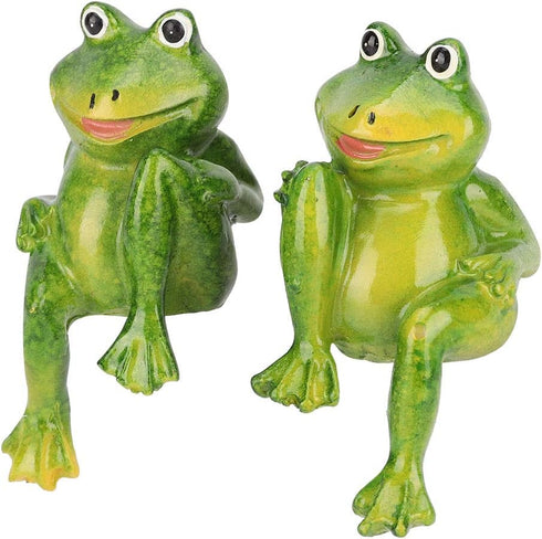 2PCS Frogs Statue Outdoor, 3 Inch Resin Garden Frogs Statue Outdoor Cute Frog Sculpture Frog Lawn Ornament for Pathway Yard Lawn Patio Decorations...
