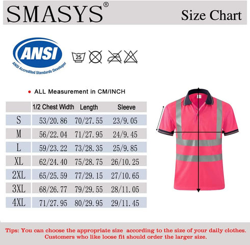 Safety Polo Shirt High Visibility - Reflective Shirt Short Sleeve ANSI Standards Construction Work Wear for Men and Women (Pink, 2XL)...