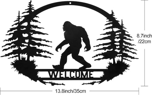 CINPIUK Bigfoot Wall Art Decor, Welcome Sasquatch Metal Sign Indoor Outdoor Farmhouse Christmas Wall Hanging Ornament Home Garden Yard Garage Deco...