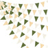 32Ft Sage Green Party Decorations Olive Green Tan Brown Cream Neutral Triangle Flag Fabric Banner Pennant Bunting Garland Streamers for Birthday W...