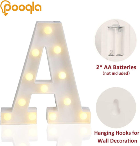 Pooqla LED Marquee Letter Lights Sign, Light Up Alphabet Letter for Home Party Wedding Decoration A...