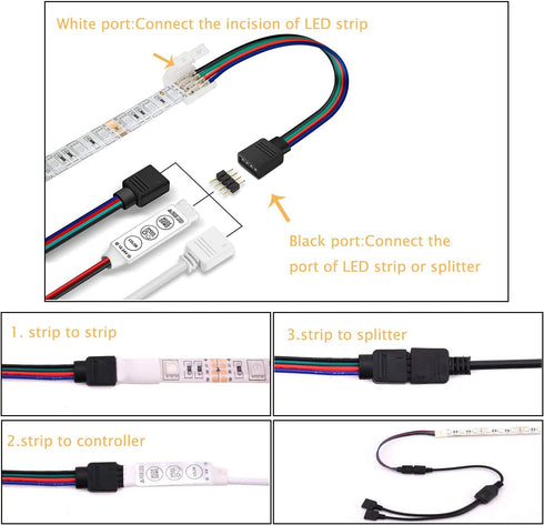 BULIK 4 Pin LED connectors for Strip Lights 8MM L and T Shape Connectors,LED Strip Jumper Connectors for Controller...