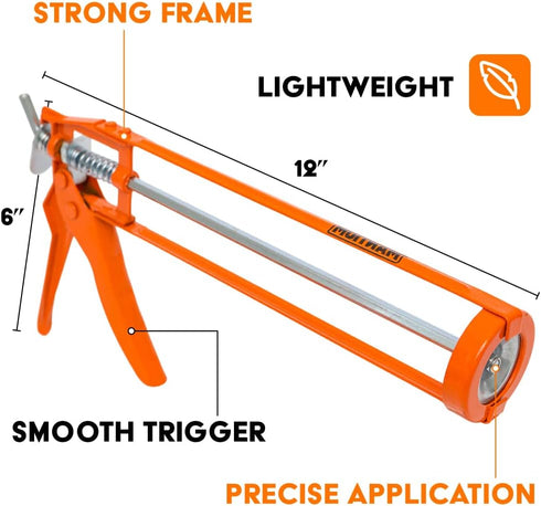Heavy Duty Caulk Gun for Construction and Home Improvement - Dripless Caulk Gun, Hand Caulking Guns, Caulking Gun, Caulk Gun for Silicone, Gun Cau...