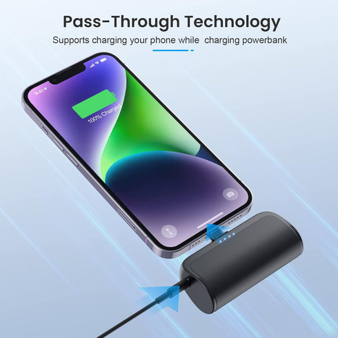 Mini Portable Charger Power Bank for iPhone,5200mAh Portable Phone Charger, Ultra-Compact PD Fast Charging Battery Pack Compatible with iPhone 14/...