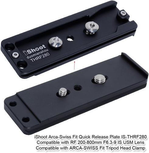 iShoot Arca-Swiss Fit Camera Quick Release Plate Compatible with Canon RF 200-800mm F6.3-9 IS USM Tripod Mount Ring Lens Collar Support Bracket, U...