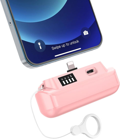 Portable Charger for iPhone?5000mAh PD Fast Charging Portable Phone Charger?Power Bank with Built-in Lightning Connector?Mini Portable Battery Pho...