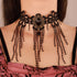 Chargances Stempunk Long Tassle Beaded Necklace Halloween Goth Black Lace Rhinestone Choker Collar Costume Party Prom Vampire Collar for Women and...