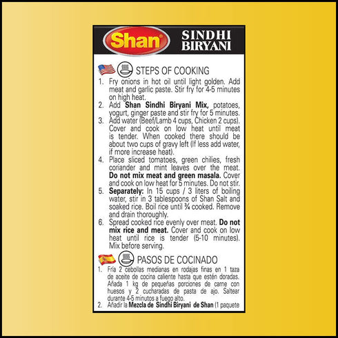 Shan - Sindhi Biryani Seasoning Mix (60g) - Spice Packets for Hot and Spicy Meat Pilaf (Pack of 6)...