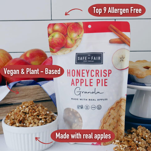 Safe + Fair Honeycrisp Apple Pie Granola – Gluten-Free, Vegan & Plant-Based Snack with Real Honeycrisp Apples, Whole Grains, Non-GMO, Kosher, No P...