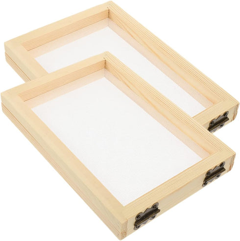 CORHAD Classic Wooden Frame Paper Making Kit - 2pcs DIY Craft Screen Printing Frame - Wooden Paper Making Mould and Deckle - Ideal for Handmade Pa...