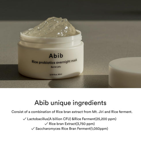 Abib Rice Probiotics Overnight Mask Barrier Jelly 2.71 fl oz I Intensive Hydrating Nourishing for Skin Barrier, Bouncy Skin Texture, Less Stress...