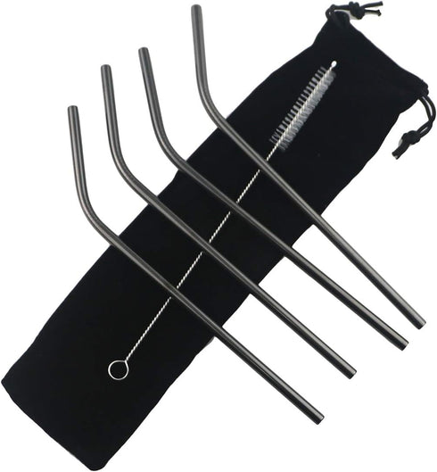Gugrida Metal Straws Stainless Steel Straws 8.5" Drinking Straws Reusable 4 Set - Ultra Long Muti Color-Cleaning Brush for 20/30 Oz for Trail Tumb...