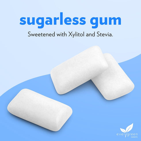 Evergreen Sweets Chewing gum 100 Count Jar - Natural Peppermint Gum Made with Xylitol and Stevia - Sugar-Free, Aspartame Free and Vegan...