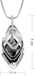 Long Chain Necklace for Women Crystal Sweater Triple Stack Zirconia Pendant Rhombic Rhinestone Pendant Necklace-Silvertone Fashion Jewelry for Wom...