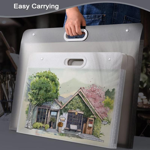 Plastic Art Portfolio, Large Art Portfolio with Handles,Waterproof Portfolio Folder for Artwork, Arts Storage Case for Drawing Sketch Photography ...