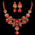 Silver Red Alloy Rhinestone Earrings Crystal Pendant Necklace Bridal Jewelry Set...
