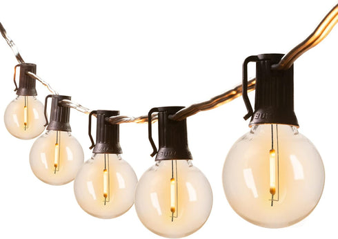 Brightown Pack of 25 G40 Led Replacement Bulbs Solar String Lights 1W Per Bulb fits E12 or C7 Candelabra Screw Base Sockets, 1.5 Inch Dimmable Lig...