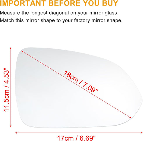 uxcell Car Right Passenger Side Heated Mirror Glass Replacement W/Backing Plate for Kia Rio 2018-2022 No.87621H9020...