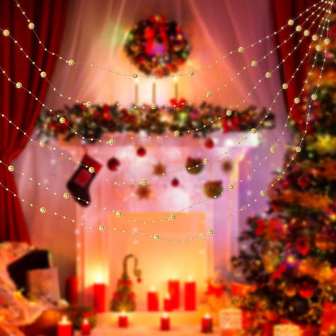 65.6Ft Christmas Tree Beads Garland Clearance, Fishing Line Artificial Pearls Beads String Roll Chain Faux Pearl Beaded Trims for Christmas Tree D...