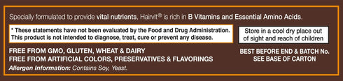 Hair-VIT, 30 Capsules, Once Daily, Vital Nutrients for Strong, Thick, & Shiny Hair, Rich in B- Vitamins & Essential Amino Acids...