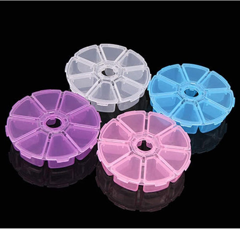 4 PCS 8 lattices Transparent Round Plastic Boxes Empty Storage Organizer Containers with Hinged Lids for Small Items and Other Craft Projects(4 x ...