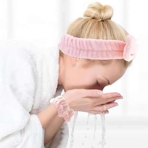 6 Pack Spa Headband and Wrist Washband Set Spa Headband for Washing Face Facial Headband Makeup Headband Face Washing Wristbands Skincare Headband...