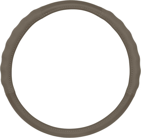 Motor Trend Soft Touch Leather Beige Steering Wheel Cover with Grooves, Advanced Traction Universal Fit for Standard Sizes 14.5 15 15.5 inches...