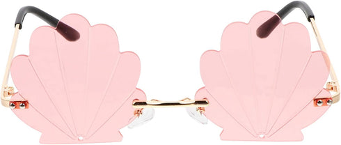 STOBOK Rimless Sunglasses, Seashell Shape Sunglasses Metal Sunglasses Fashion Sunglasses for Photo Props, Party (Yellow)...