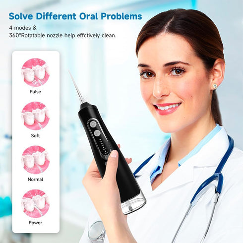 Water Dental Flosser Teeth Pick: Portable Dental Water Jet 310ML Water Tank Rechargeable Travel Irrigation Cleaner IPX7 Waterproof Electric Water ...