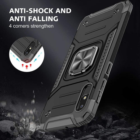 Samsung Galaxy A10e Case, Samsung a10e Case, with Tempered Glass Screen Protector, Hard Rubber Bumper with 360° Rotation Ring Kickstand Cases for ...