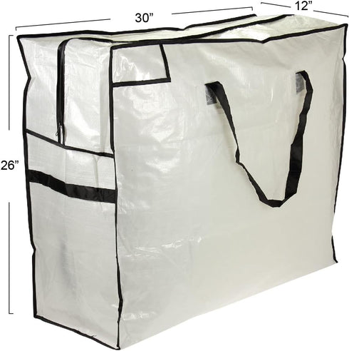 Household Essentials 2622 MightyStor Large Storage Bag with Handles | Clothing and Linen Storage Bag | White Tarp with Black Trim...