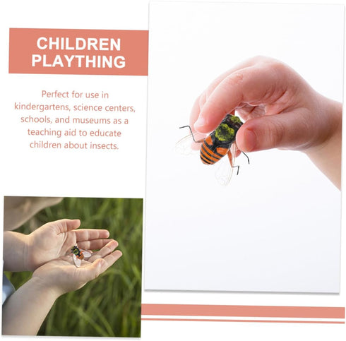 6pcs High Simulation Insect Bee Figure Bee Garden Statues Bee Ornament Realistic Bee Educational Plaything Insect Model Cake Topper Bees Fake Toy ...