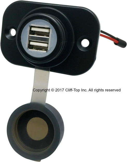 Cliff-Top 12V Boat Marine Carvans Waterproof Power Outlet Flush Panel Mount (4 A Magnetic Switch USB Charger)......