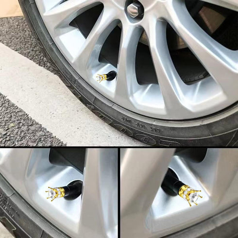 Crown Tire Valve Stem Caps, 4Pcs Handmade Bling Rhinestone Car Stem Air Caps Cover, Dustproof Tire Valve Caps for Bike Motorcycle Wheels, Auto Ext...