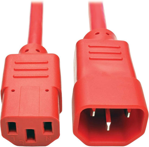 Tripp Lite 3 ft. Heavy Duty Power Extension Cord, C14 to C13, 15A, 14 AWG, Red (P005-003-ARD)...